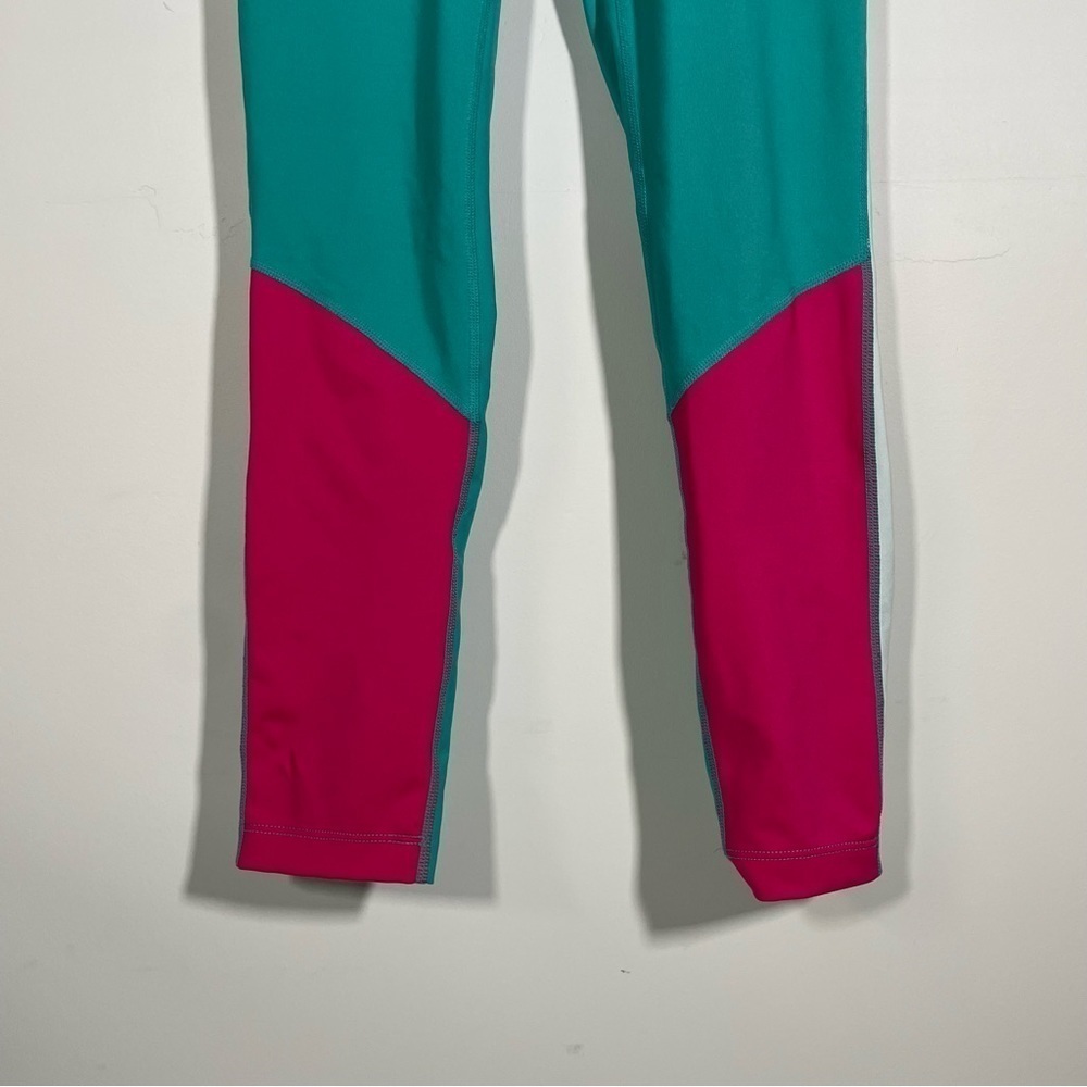 Nike Kids Leggings Girl’s Workout Tights Color Block Teal Pink Athletic Pants XL - Picture 2 of 6